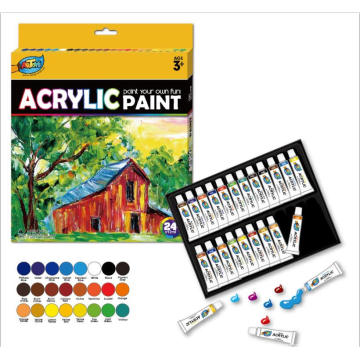 24 Colours Cheap price hot Art kids acrylic wholesale paint 12ml acrylic paint